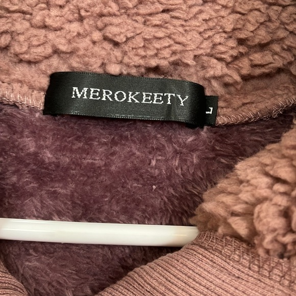 Merokeety Winter Long Sleeve Sherpa Jacket Coat - Picture 3 of 7